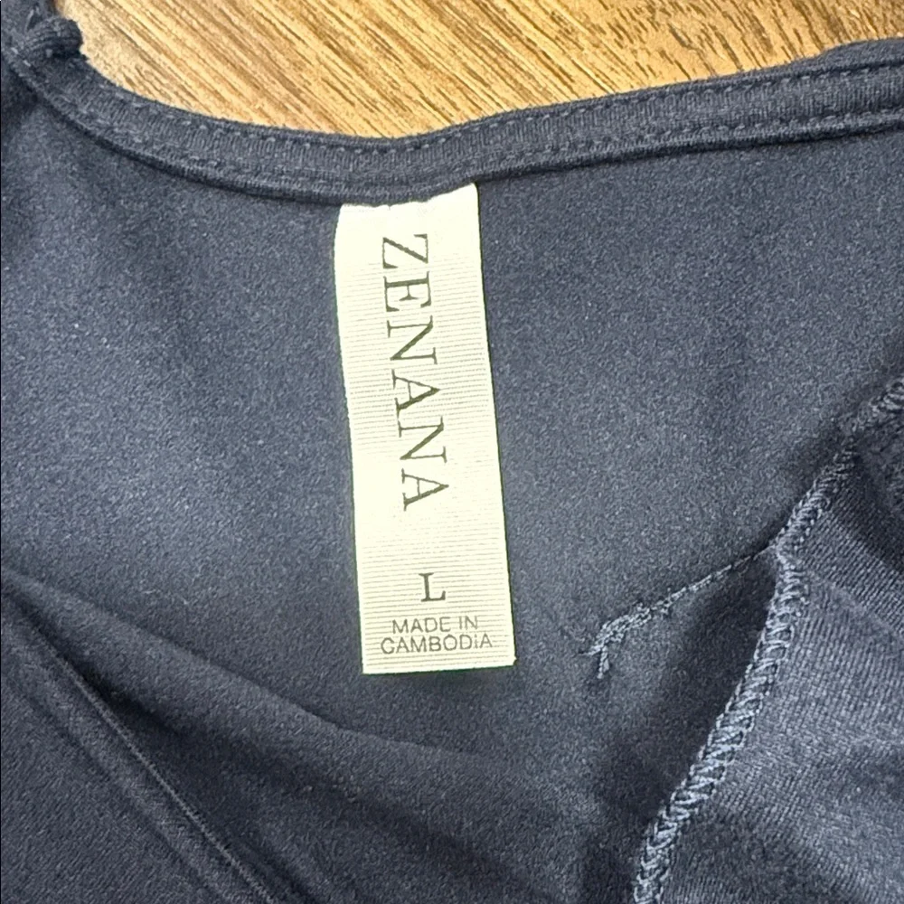Zenana Navy Ruffle Tank Top - Picture 2 of 5